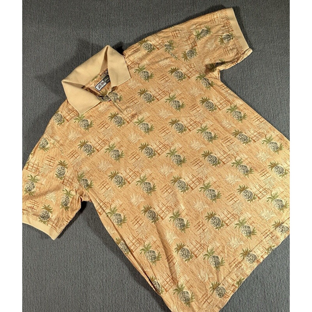 The Skins Game‎ Golf Polo Pineapple Print Mens Size Medium M Made In USA